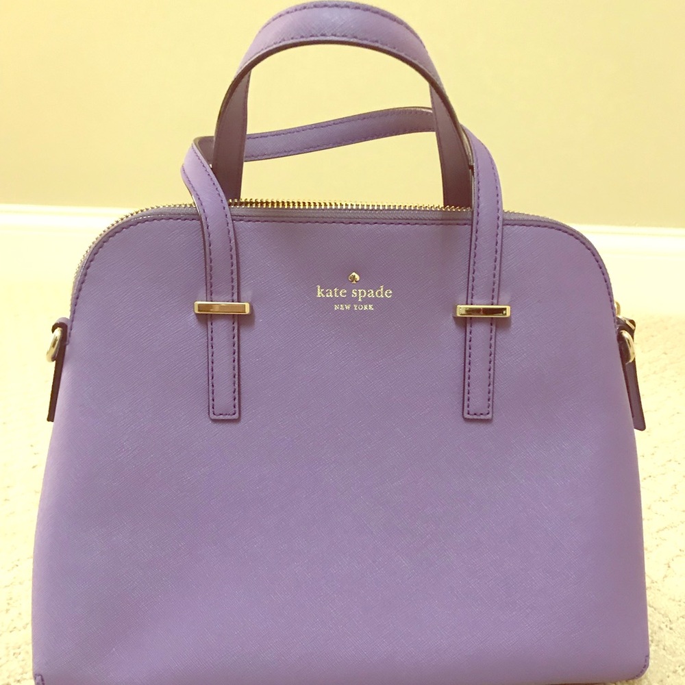 Kate spade light purple cross hatched leather bag